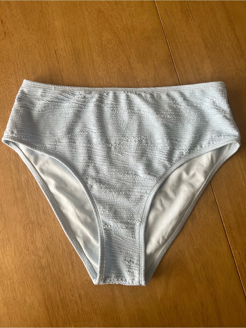 Cupshe Light Blue Textured High-Waist Bikini Bottom